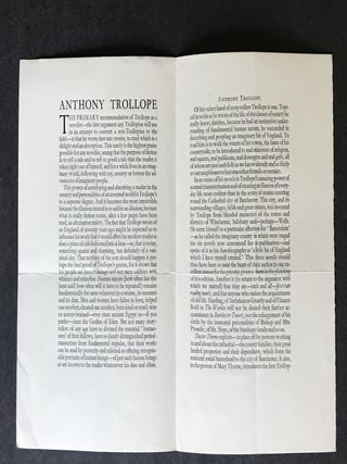 Original Prospectus for The Shakespeare Head Edition of Anthony Trollope The Barchester Novels [An Autobiography; The Warden; Barchester Towers; Doctor Thorne; Framley Parsonage; The Small House of Allington; The Last Chronicle of Barset