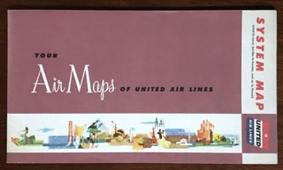 Item #3025 United Air Lines System Map coast-to-coast, border-to-border, and on to Hawaii. United...
