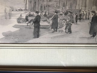Original World War II painting in Cherbourg France after the Allied victory there [Part of the Battle of Normandy]; Twice Signed and Dated by the Artist