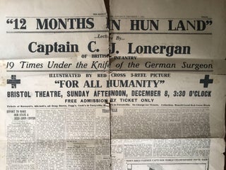 Lonergan World War I Archive: . [WORLD WAR I - INTERNATIONAL RELATIONS/PROPAGANDA] LONERGAN, C. James. Archive Relating to the United States Speaking Tour of British Captain C. James Lonergan.