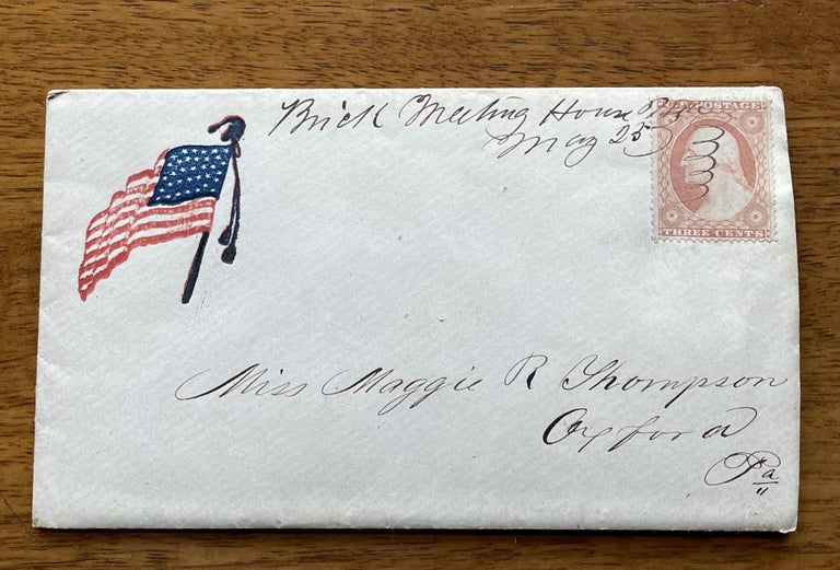 Item #3363 Civil War Patriotic Cover Maryland May 25, 1861. 3-page letter with drawn flag. Civil War Soldier.