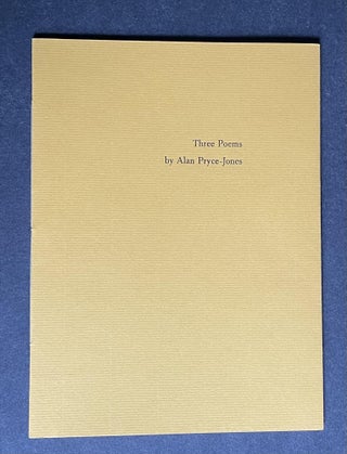 Item #3498 Three Poems. Alan Pryce-Jones