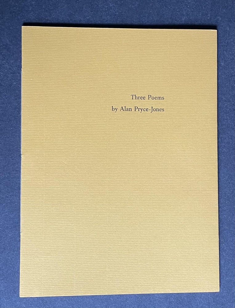 Item #3498 Three Poems. Alan Pryce-Jones.