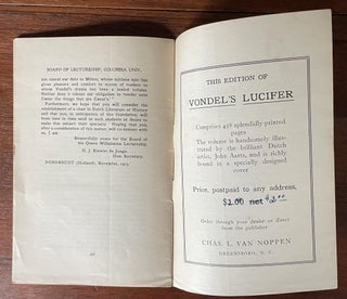 Vondel's Lucifer [SIGNED SET OF BOOKS AND SIGNED EPEMERA]