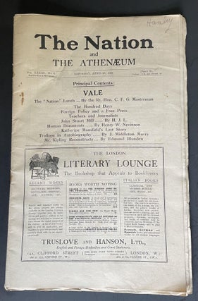 Item #3754 The Nation and The Athenaeum [containing Katherine Mansfield's last story and more] [....