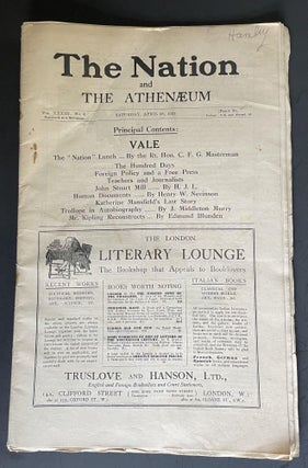 Item #3754 The Nation and The Athenaeum [containing Katherine Mansfield's last story and...
