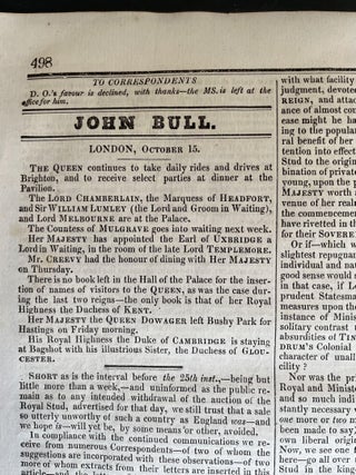 John Bull Vol XVII No. 879 Monday, October 16, 1837; [The Vicar of Wrexhill]