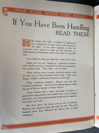 1918 Briscoe Motor Car Dealers Handbook / Brochure