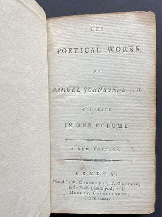 THE POETICAL WORKS The poetical works of Samuel Johnson, L.L.D. Complete In One Volume