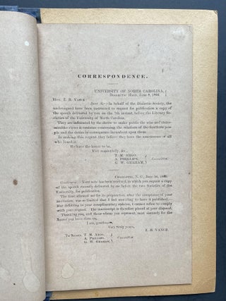 The Duties of Defeat; An Address Delivered Before the University of North Carolina June 7th, 1866